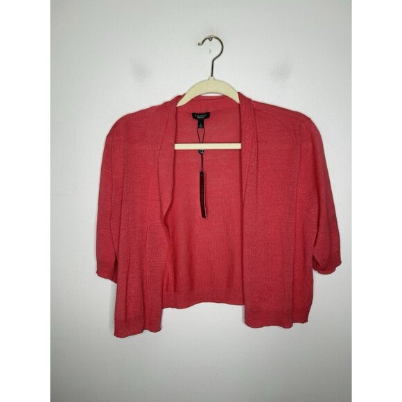 Talbots Red Orange 100% Silk Cropped Open Cardigan Size Large New NWT - Picture 1 of 7